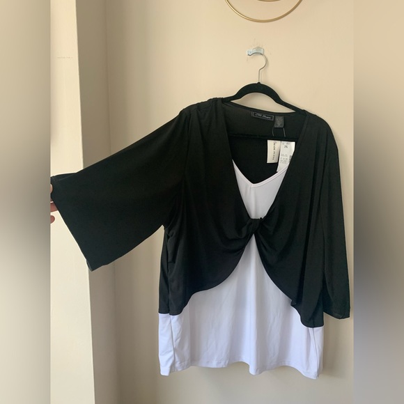 CM Shapes Black & White Blouse, New w/Tags, size 3X - Picture 6 of 7